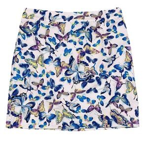TALBOTS Butterfly A-Line Skirt Colorful Butterflies Print Pattern Womens Size 8P